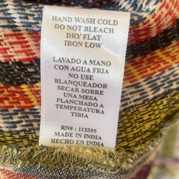 (BN49) En Crème Multi Color Peasant Blouse W/Tassel Ties, Size Small - Picture 7 of 8